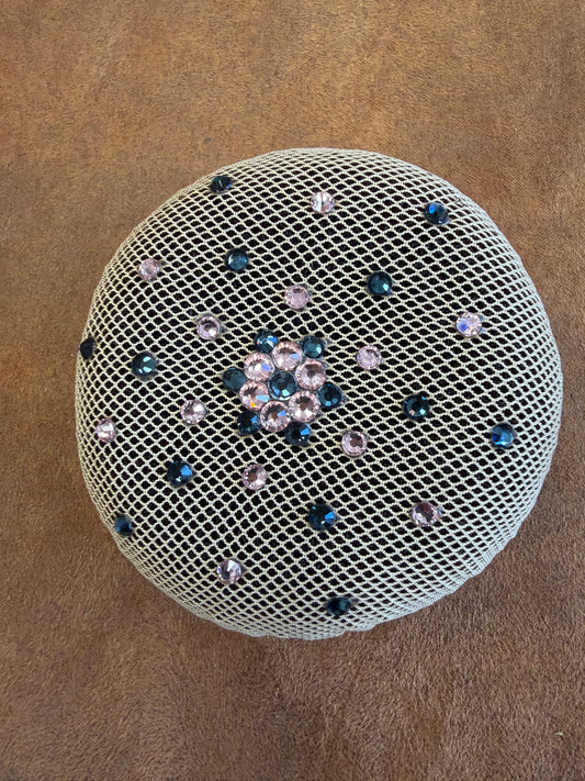 Plastronique Hair Bun Net Blonde Navy/Pink Crystal