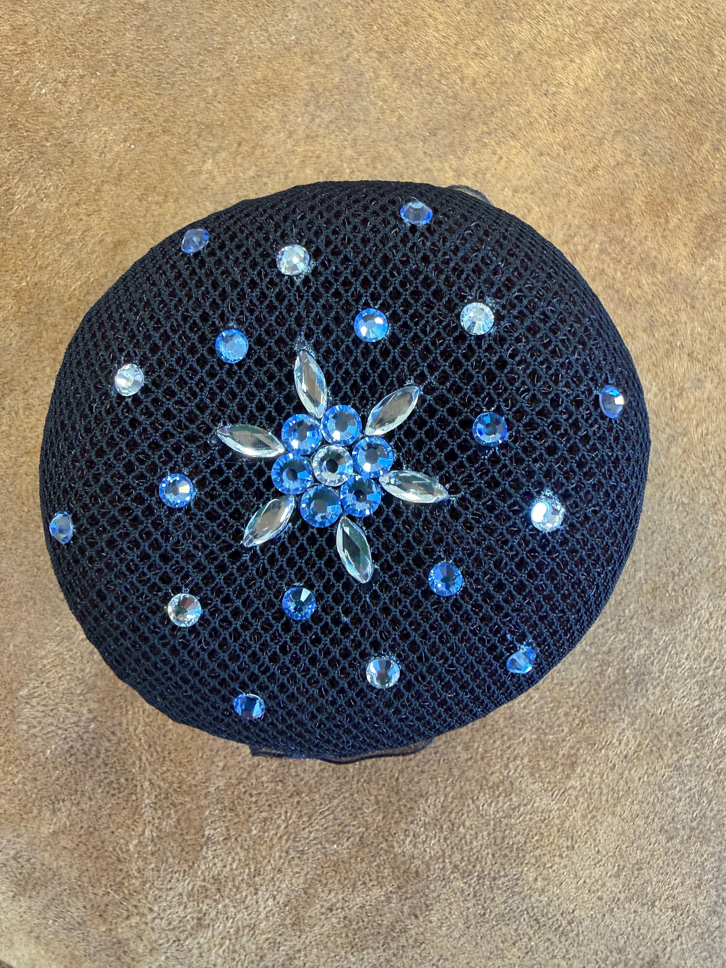 Plastronique Hair Bun Net Black Blue/Clear Crystal