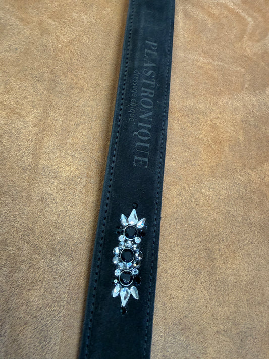 Plastronique Belt Black Suede Black/Clear Crystal- 85cm