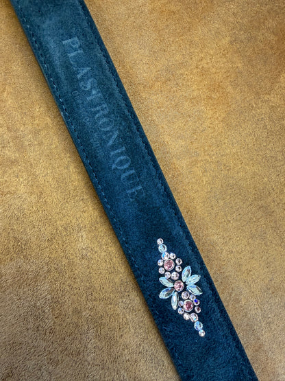 Plastronique Belt Navy Suede Pink/Clear Crystal- 85cm