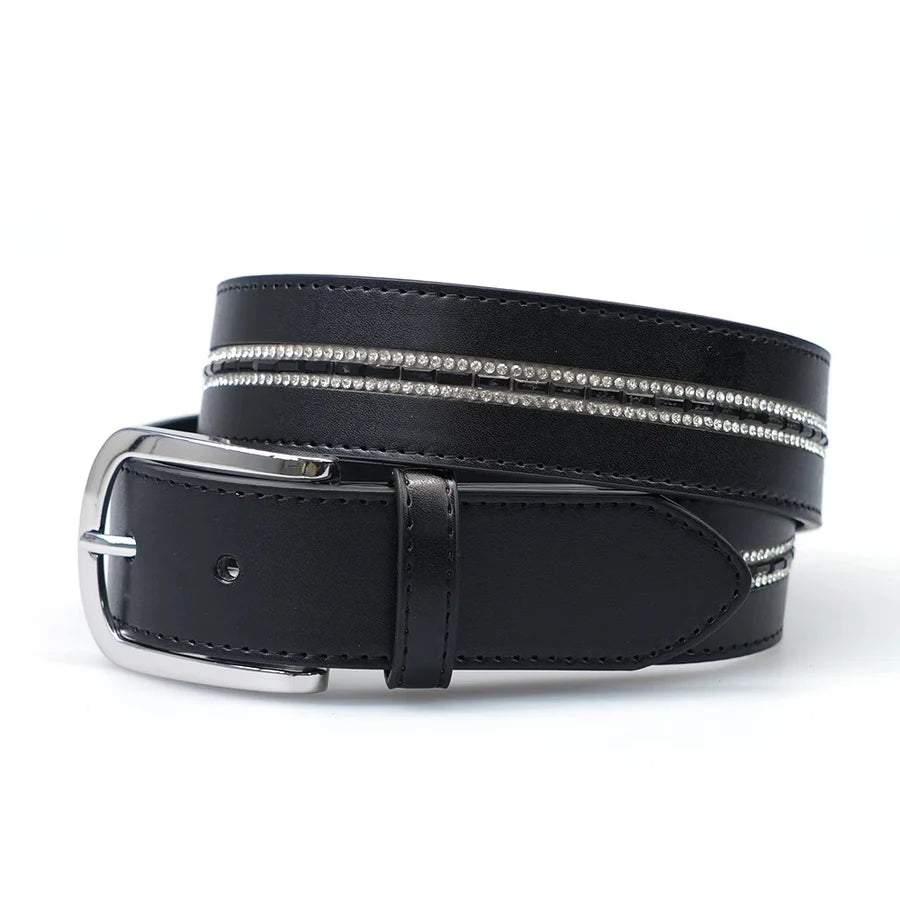 Cavaleira Equestrian Limited Edition Belt - Nero (Black) Crystal