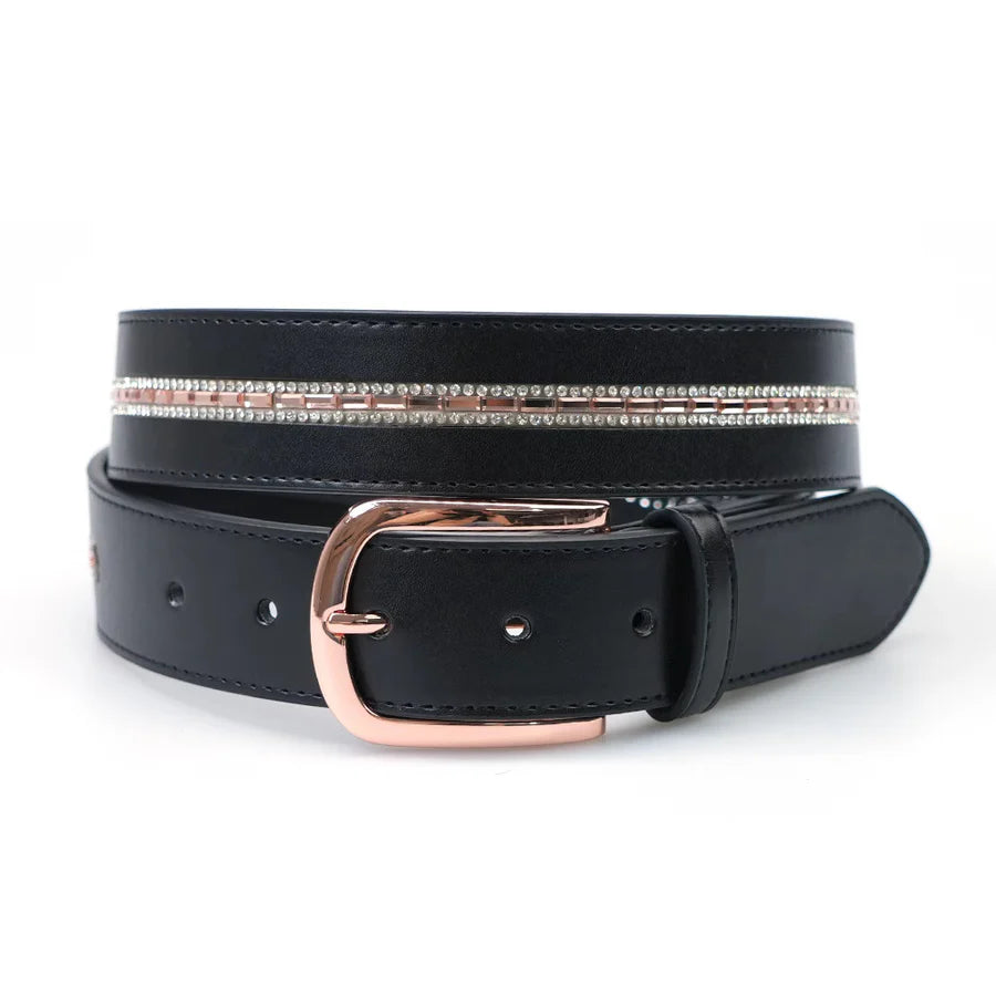Cavaleira Equestrian Limited Edition Belt - Nero (Black) Crystal Rose