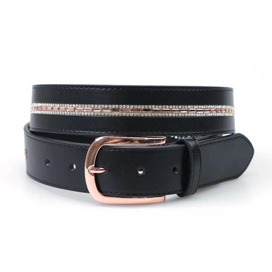 Cavaleira Equestrian Limited Edition Belt - Nero (Black) Crystal Rose