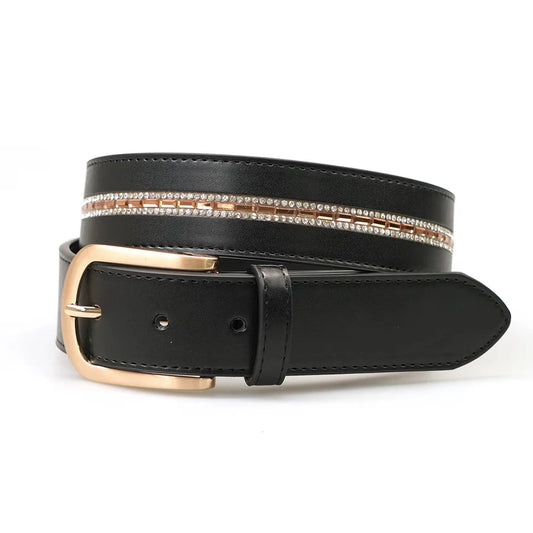 Cavaleira Equestrian Limited Edition Belt - Nero (Black) Crystal Gold