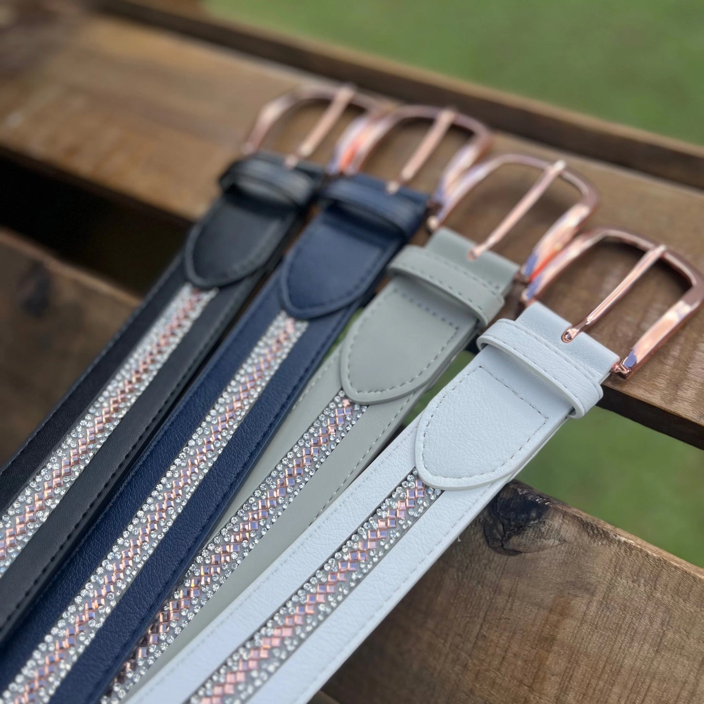 Cavaleira Equestrian Elegant Leather Belt - Navy/Rose Gold