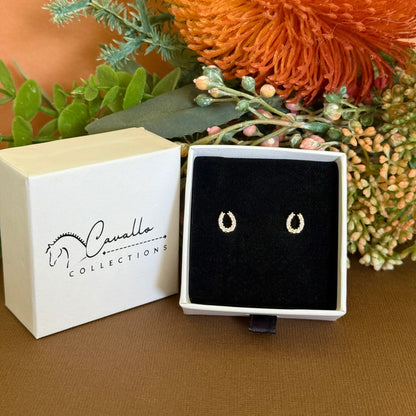 Cavallo Collections Mini Horseshoe Cubic Zirconia Studs