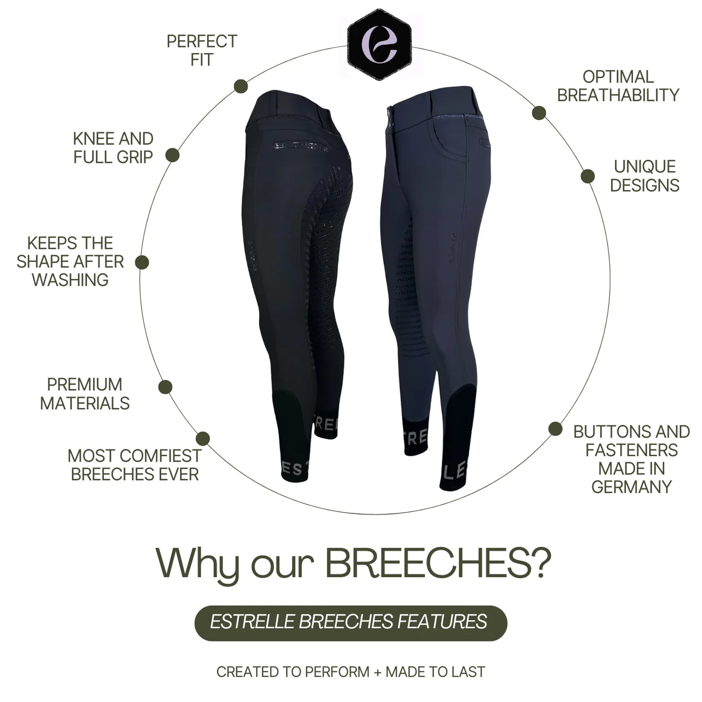 Estrelle Design Crystal Chain Breeches - White