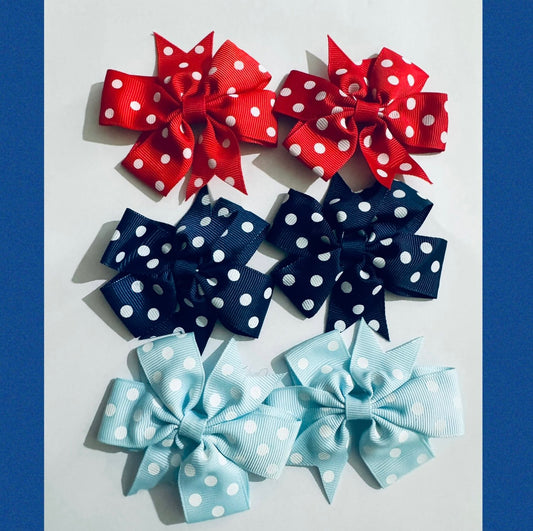 Petite Pins Hair Bows (pair) - Classic Polka Dot