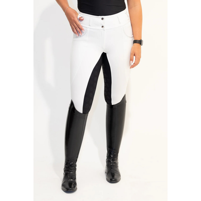 JnK Competition Breeches - Diamond Snow White with Black Seat