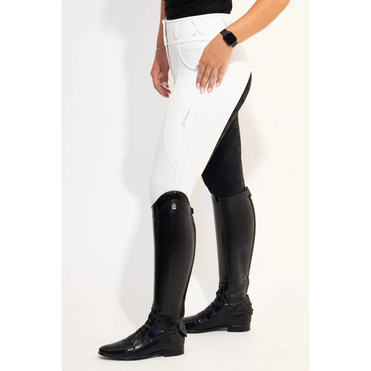 JnK Competition Breeches - Diamond Snow White with Black Seat