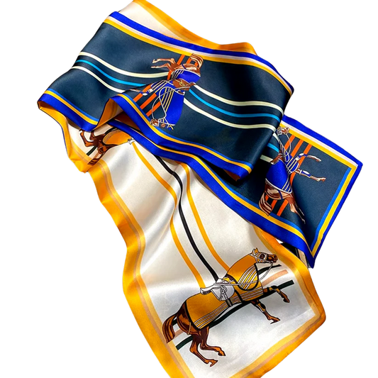 SAMARA Horse Design Silk Look Satin Skinny Scarf