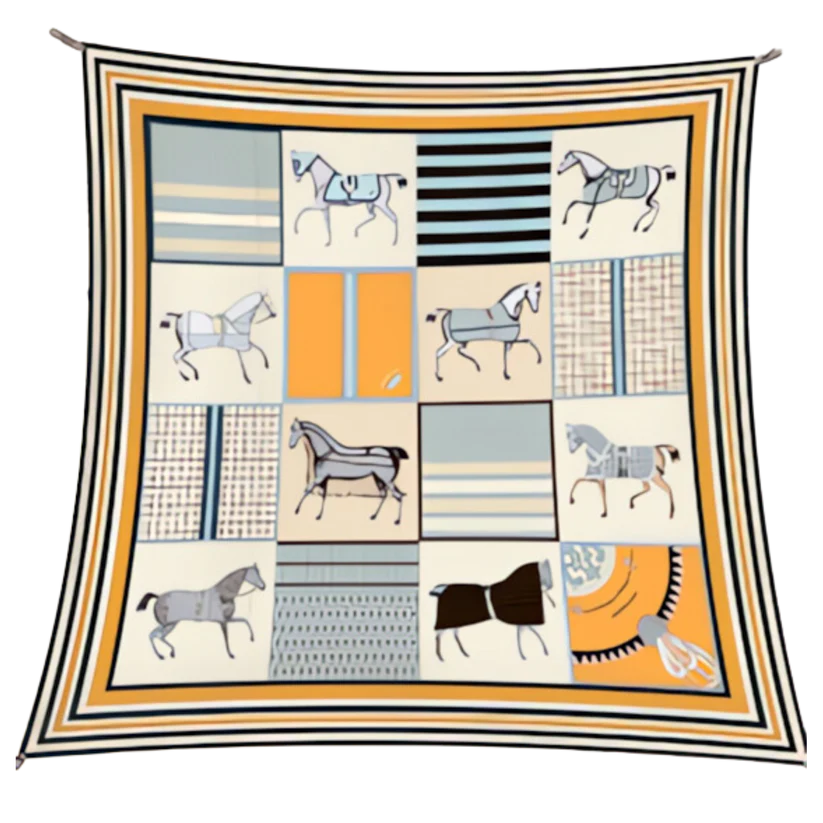 MARIANNE 90 Horse Design Premium Twill Scarf - 90 x 90cm