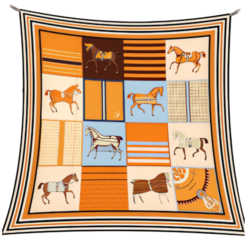 MARIANNE 90 Horse Design Premium Twill Scarf - 90 x 90cm