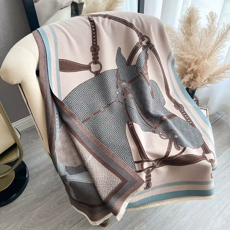 MILANO Horse Design Cashmere Blend Pashmina/Shawl - 180x65cm