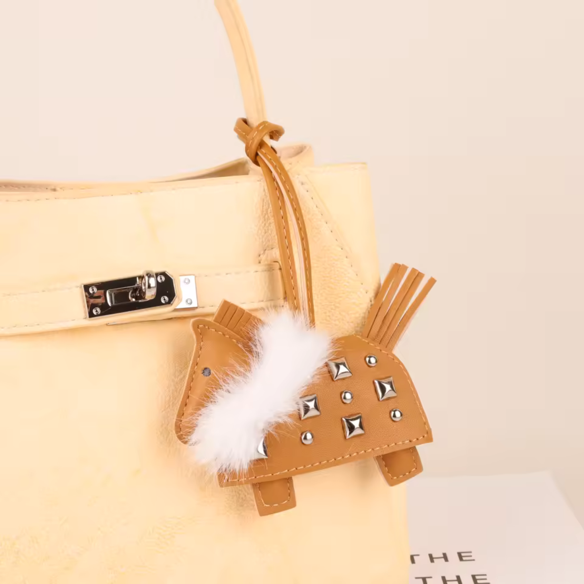 MARGIE PU Horse in Rug Bag Charm - With Fur Collar