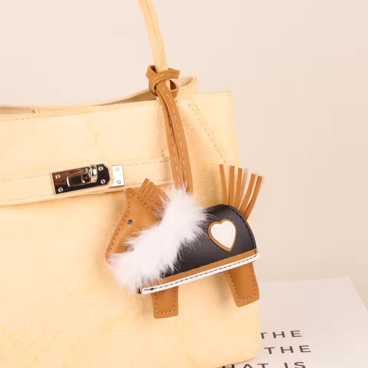 MARGIE PU Horse in Rug Bag Charm - With Fur Collar