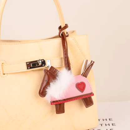 MARGIE PU Horse in Rug Bag Charm - With Fur Collar
