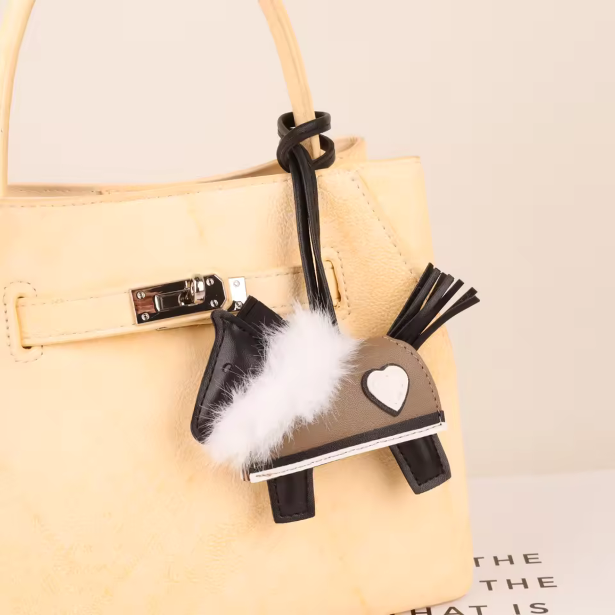 MARGIE PU Horse in Rug Bag Charm - With Fur Collar