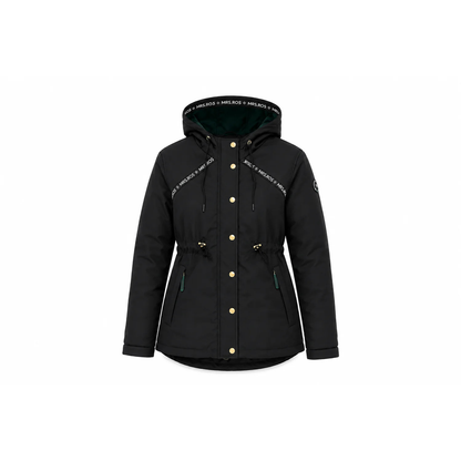 Mrs Ros Hooded Mid-Season Jacket Black & Green - Dark Forest