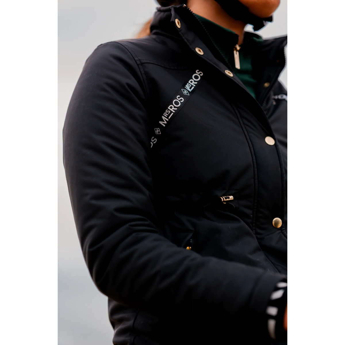 Mrs Ros Hooded Mid-Season Jacket Black & Green - Dark Forest