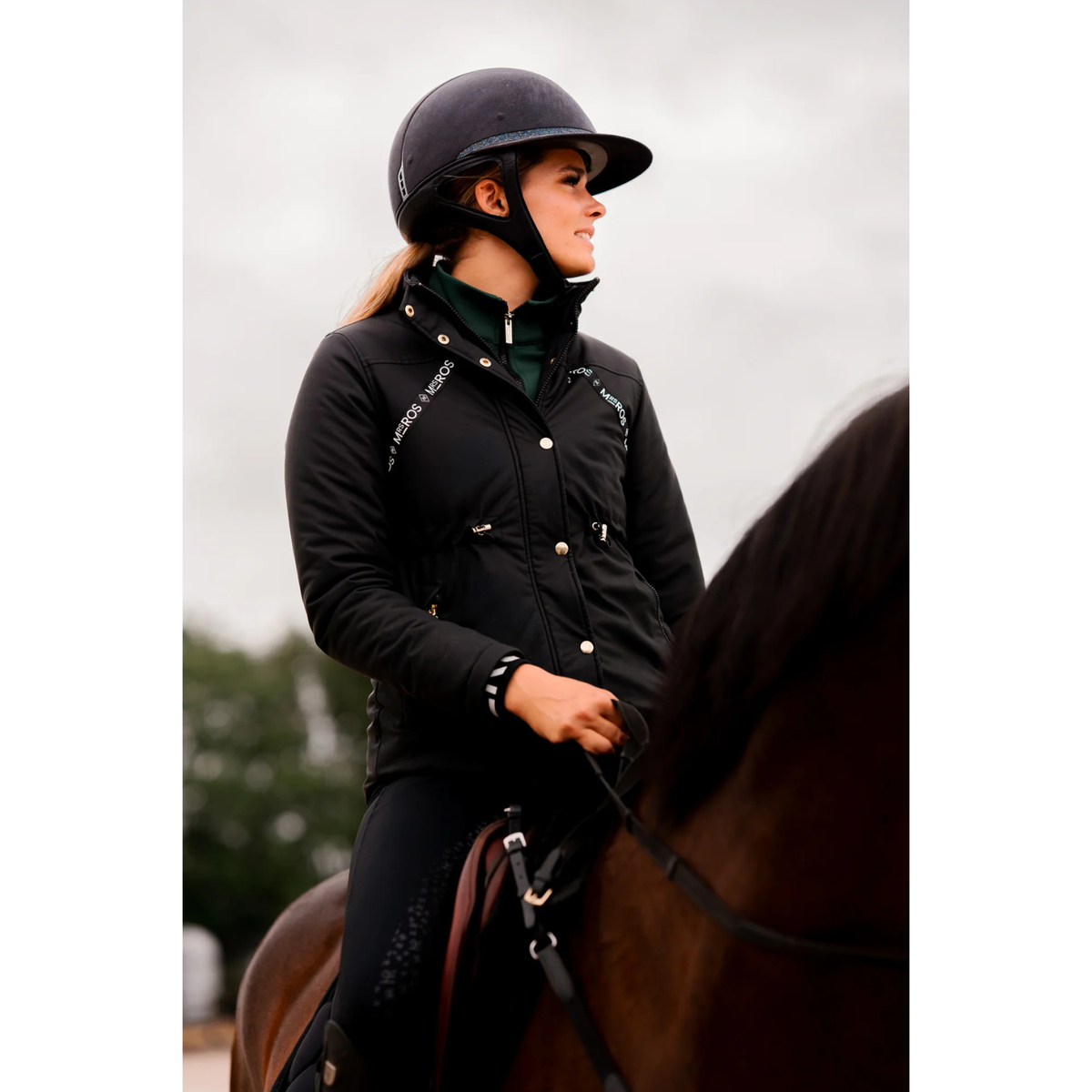 Mrs Ros Hooded Mid-Season Jacket Black & Green - Dark Forest