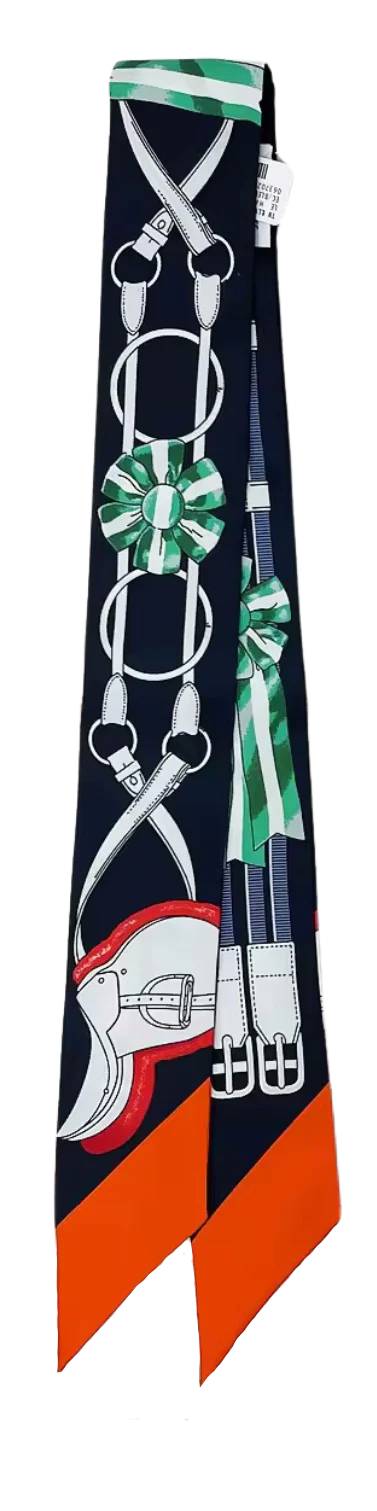 ORLANDO Horse Design Twilly Scarf, Hair or Handbag Tie - Pure Silk