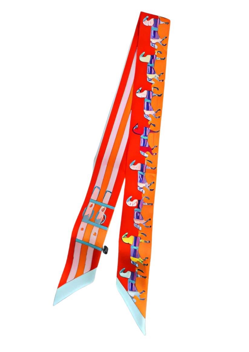 PAULETTE Horse Design Twilly Scarf, Hair or Handbag Tie - 85x5cm