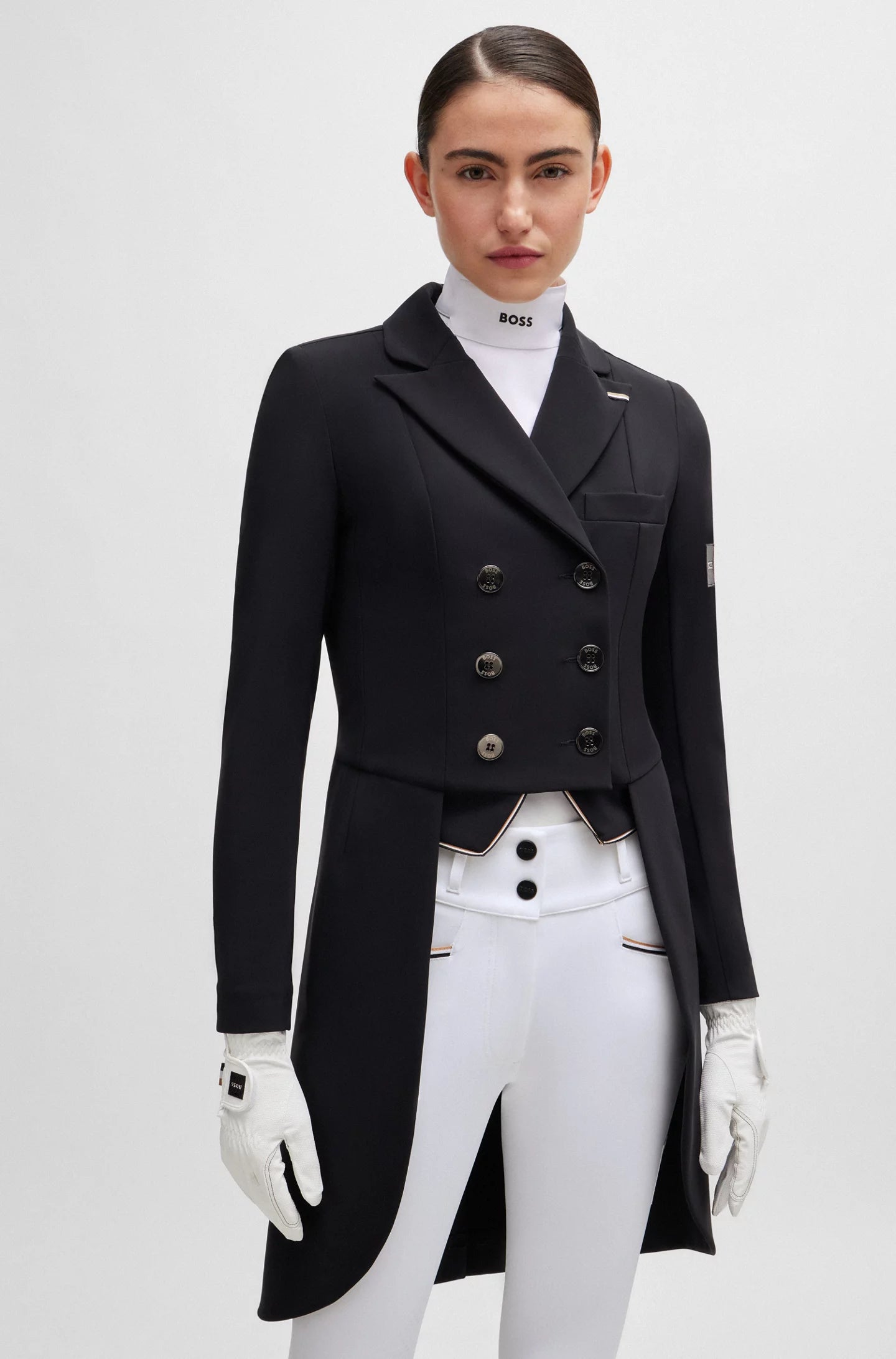 Boss Equestrian One-Piece Plastron (Stock) with Glitter Logo (Black)