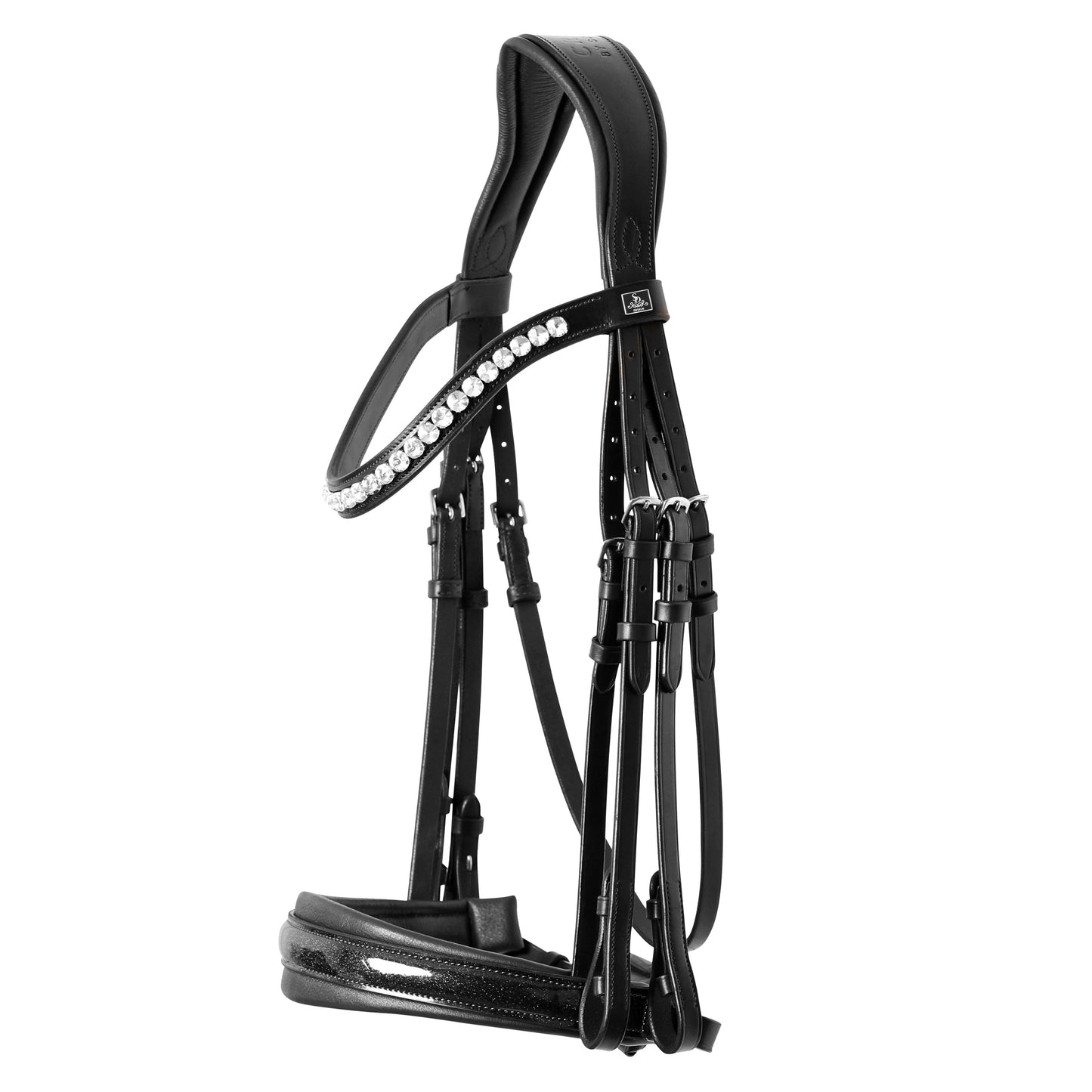 SD Design Mystery Double Bridle - Black/Black/Glitter Patent