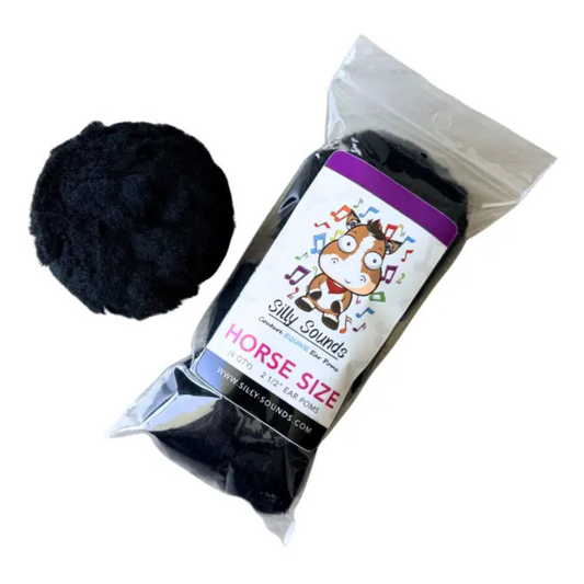 Silly Sounds Equine Ear Plugs - Piano Black - Horse Size