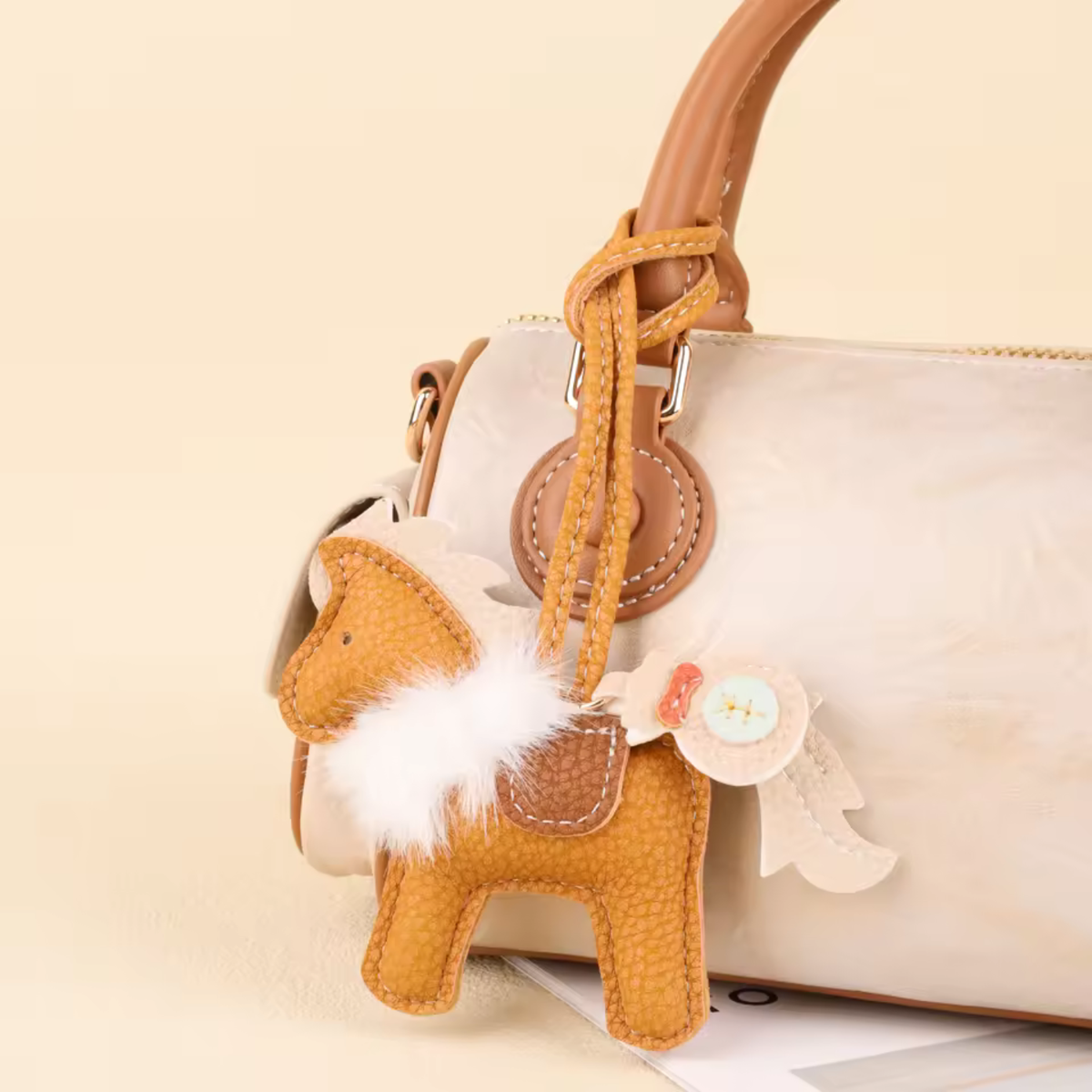 STEPH Imitation Leather Horse with Saddle Bag Charm