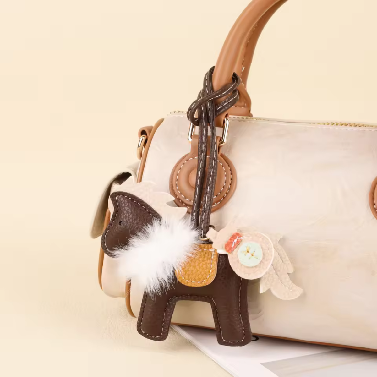 STEPH Imitation Leather Horse with Saddle Bag Charm