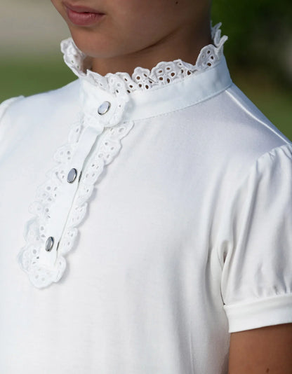 GiddyUp Ladies Zoe Lace Front White Ruffle Show Shirt