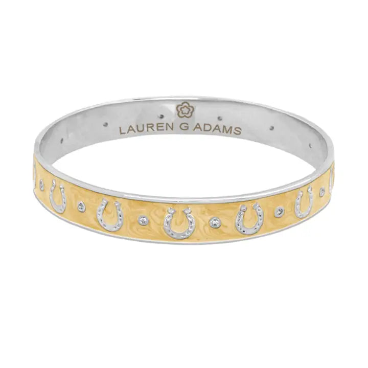 Lauren G Adams Equestrian Horse Shoe Bangle - Beige/Silver