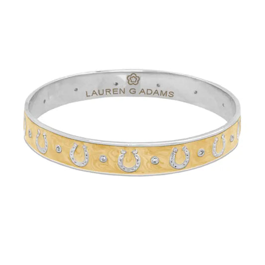 Lauren G Adams Equestrian Horse Shoe Bangle - Beige/Silver