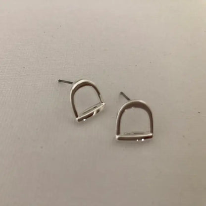 Carol Young Silver English Saddle Stirrup Earrings - On Card