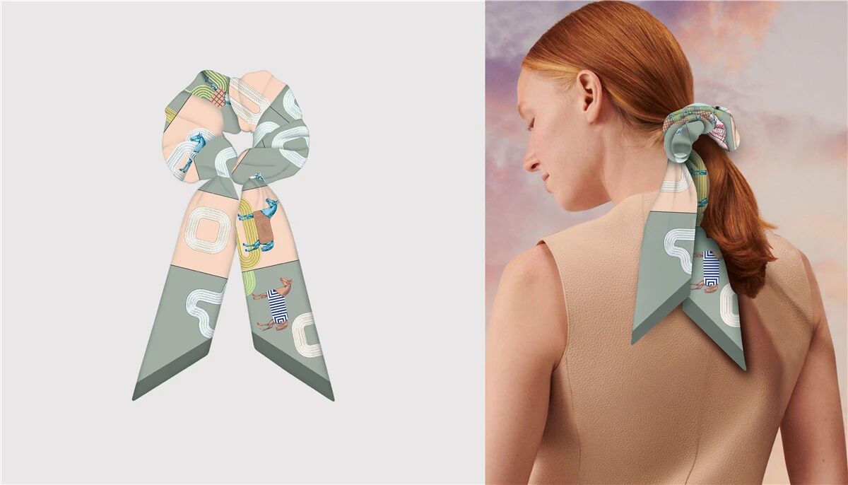 LYON Scrunchie Twilly Combo Horse Design Hair Tie with Ribbon