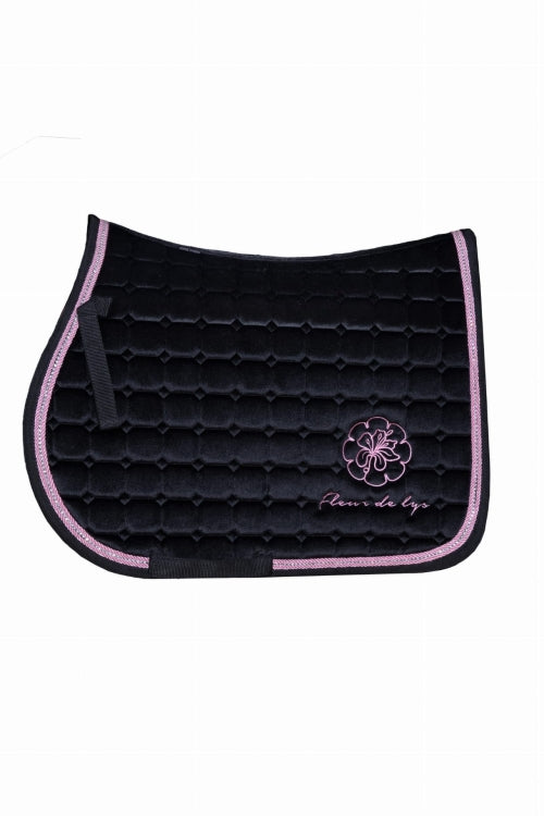 Fleur De Lys Saddle Pad Velvet Diamonds - Black/Pink