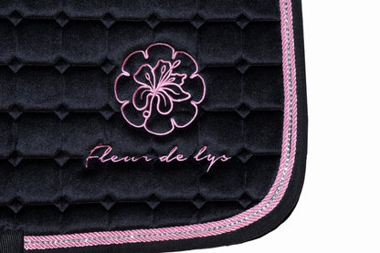Fleur De Lys Saddle Pad Velvet Diamonds - Black/Pink
