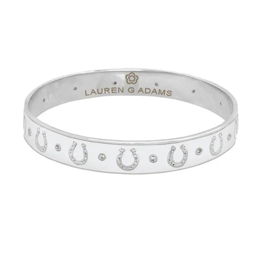 Lauren G Adams Equestrian Horse Shoe Bangle - White/Silver