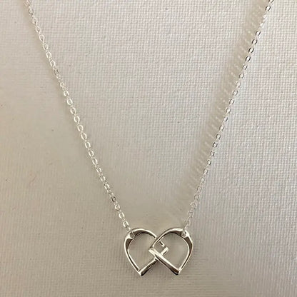 Carol Young Silver English Saddle Double Stirrup Necklace - On Card