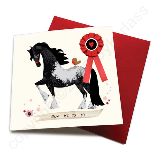 Wotmalike From Me To You - Horse Greeting Card (with Satin Rosette)