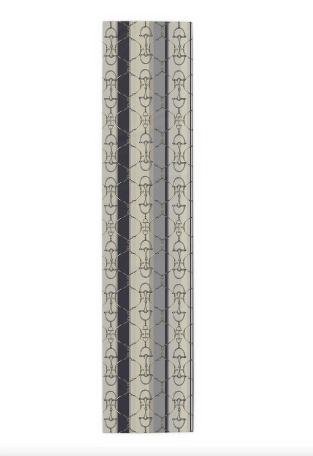 All Designs Equine - Snaffle Bit and Rein Navy Stripe Equestrian Table Runner