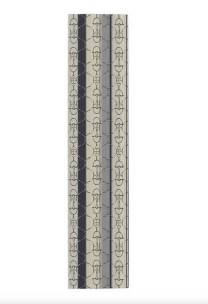 All Designs Equine - Snaffle Bit and Rein Navy Stripe Equestrian Table Runner