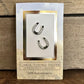 Carol Young Silver Horseshoe Post Back Earrings with Aqua Crystals - On Card