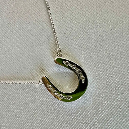 Carol Young Silver Petite Single Horseshoe Necklace - On Card