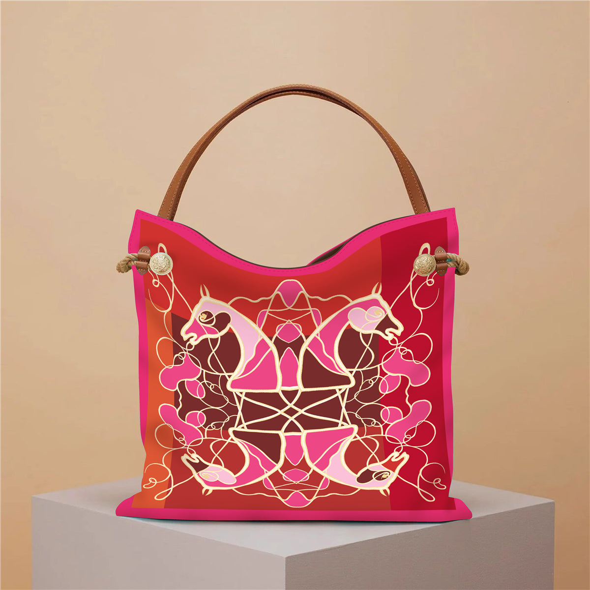 PIPER Horse Print Canvas/Satin Bag