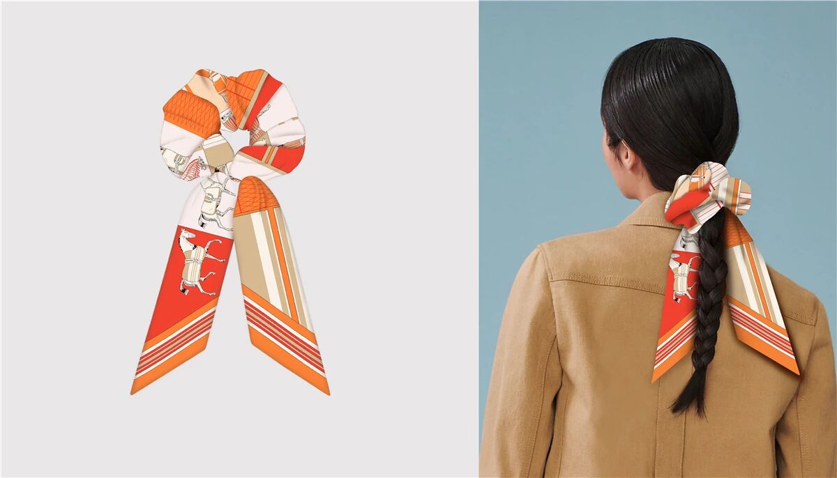 FELICITY Scrunchie Twilly Combo Horse Design Hair Tie with Ribbon