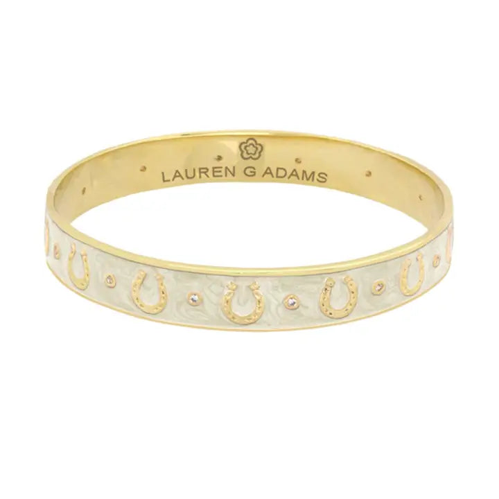 Lauren G Adams Equestrian Horse Shoe Bangle - Cream/Gold