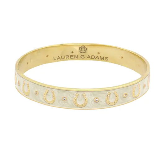Lauren G Adams Equestrian Horse Shoe Bangle - Cream/Gold